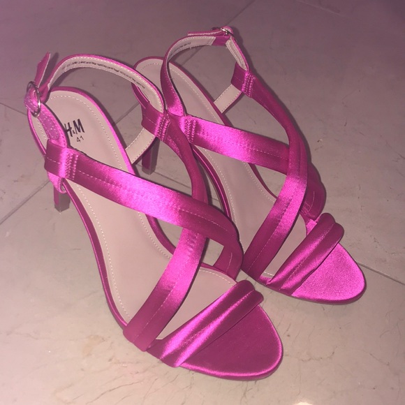 fuschia satin heels